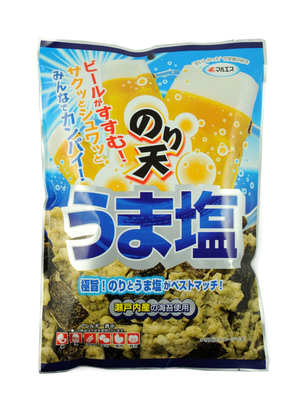 日本原装进口零食品 玛丽斯 盐味海苔米果大包 100g