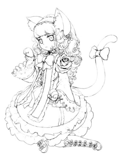 剑灵原画师야기 的铅笔扫描线稿，不要太美好(*/艸＼*) （source：http://t.cn/RPQTSl4 ）