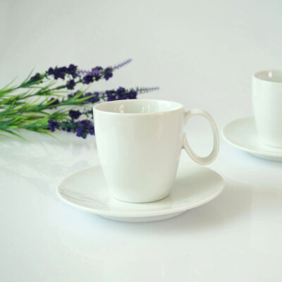外贸原单 丹麦设计 纯白咖啡杯套装 纯白陶瓷咖啡杯 花茶杯