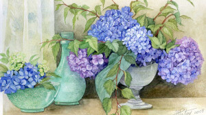 ：法国艺术家Anne-Marie Patry-Belluteau的水彩画，其画风清新细腻、明丽脱俗，共有《花》、《海湾》、《风景》、《人像》四个专辑，送上她的《花》专辑，跟着她走进法国著名的莫奈花园。