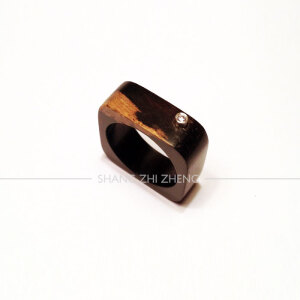 定制 原创设计紫光檀木镶嵌925银纯手工银饰戒指情侣特色纯手工定制