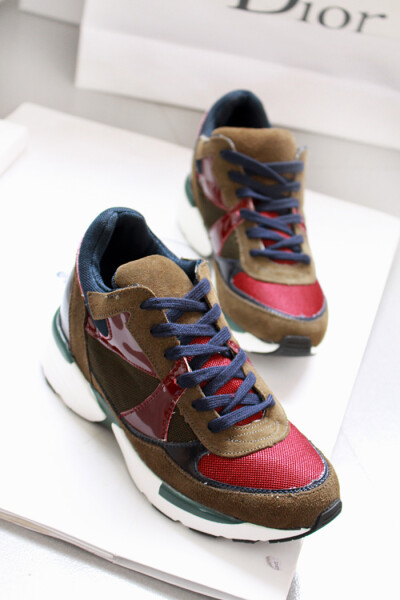 新款秋日韩新款撞色真皮厚底休闲鞋撞色内增高运动鞋女单鞋子