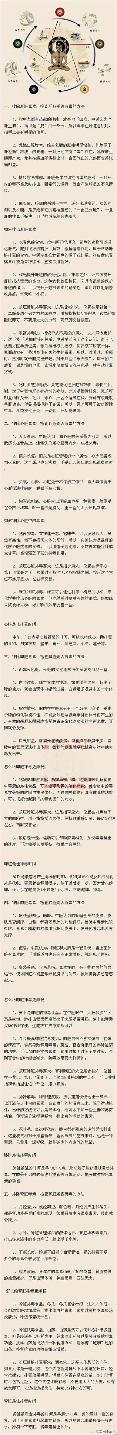 【权威中医教你如何清扫五脏六腑中的垃圾】一年四季里，身体积累的毒素已经相当多了，是时候要进行排毒了！早看早受益！转给你的家人朋友，多多受益！！！！（转）