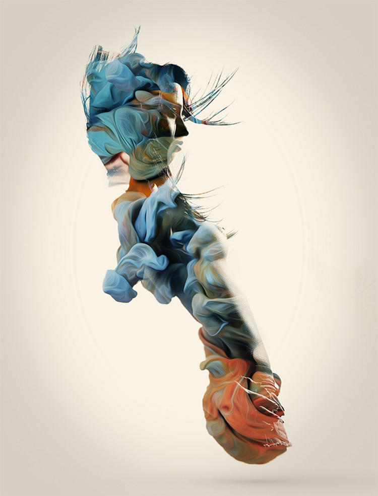 Alberto Seveso ，出生于米兰的意大利艺术家。Alberto Seveso 一直在思考要如何以其他的形式重新诠释潮流艺术。他将彩色墨汁滴入水中的画面，和人体结合起来，创作了这些作品。水与墨一直是Alberto Seveso着力探索的一种艺术形式。他利用高速摄影技术拍下不同颜色墨水混合滴入水中的瞬间，呈现出一种优美的形态。