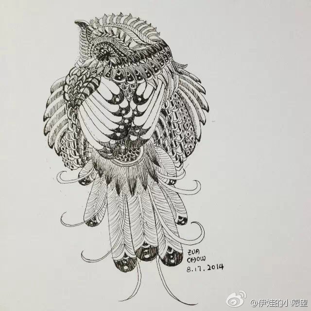 我画的禅绕画鸟儿一只
