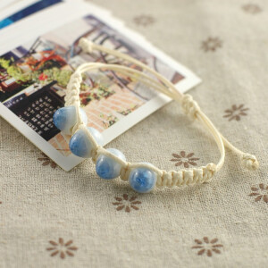 手工原创饰品陶瓷珠子编织手链时尚甜美可爱文艺青年小清新首饰品