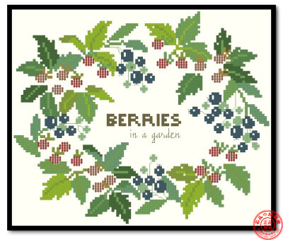 定制 【芯儿】DMC十字绣自配套件 青木和子 野草莓花环 原版28CT亚麻布