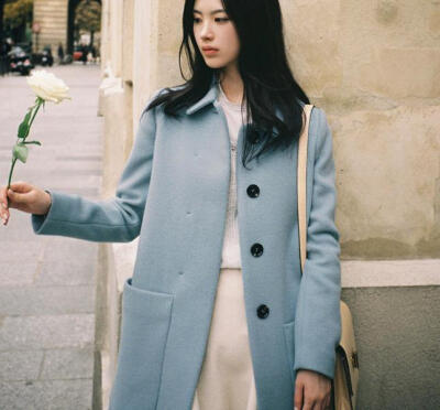 毛呢外套中长款秋冬新款翻领学院风呢子大衣韩版直筒单排扣上衣潮