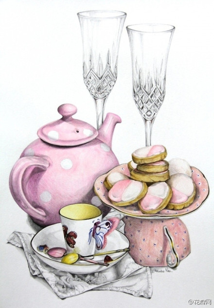 生活美食插画作品，小资又美味。美国插画家Alexandra Nea。http://t.cn/RPEVpT9