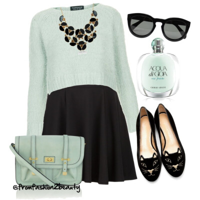 A fashion look from December 2013 featuring Topshop sweaters, Charlotte Olympia flats and Accessorize handbags. Browse and shop related looks.