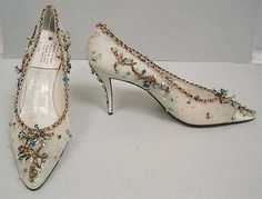 Evening shoes House of Dior  (French, founded 1947) Designer: Roger Vivier (French, 1913–1998) Date: 1957 Culture: French