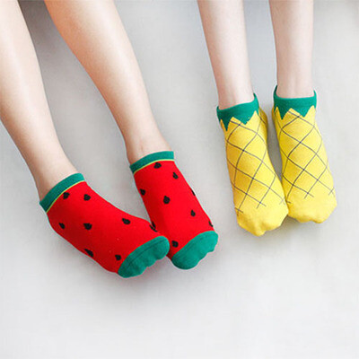 韩国森女小清新 原品生活 趣味水果针织袜子 复古文艺棉质短袜女