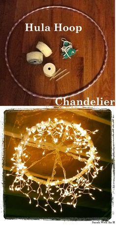 DIY Chandelier use silver hanging beads for extra shimmer.