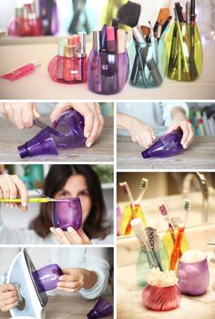 These colorful Method bottles make great makeup storage. | 33 Impossibly Cute DIYs You Can Make With Things From Your Recycling Bin