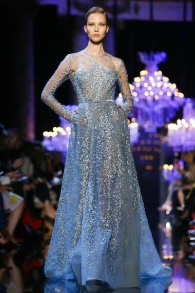 Elie Saab 2014高級定製┃粉藍仙女系列。