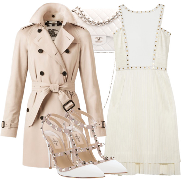 A fashion look from April 2014 featuring Versace dresses, Burberry coats and Valentino pumps. Browse and shop related looks.