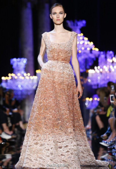 Elie Saab 2014秋冬高级定制系列，本季的高定依旧是以优雅迷人的仙女裙为主，华丽的大裙摆高贵奢华，没有多少意外惊喜，但总能让人感觉出一个字：美。