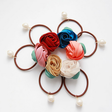 4xtyle 立体玫瑰花珍珠发圈发绳