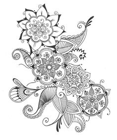 8x10 art print . Bouquet of Flowers . Henna Floral Ink Drawing . wall art . room decor . printsperfect - Henna Designs