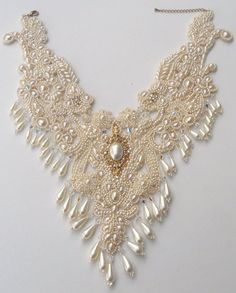 Ivory Blush Bridal statment Neck piece. by MoonGoddessJewellry