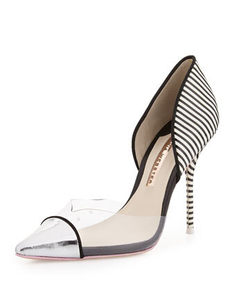 Jessica Pinstripe Mixed-Media Pump