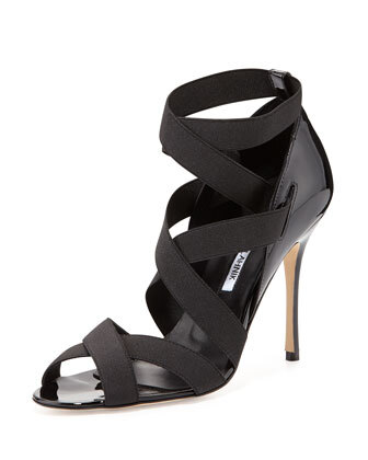 Platee Strappy Elastic Sandal,Black