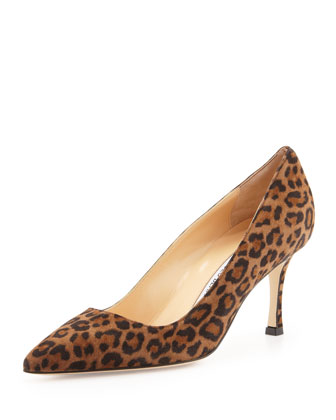 BB Leopard-Print Suede Pointy Pump