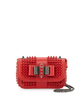 Sweet Charity Small Spiked Crossbody Bag,红色