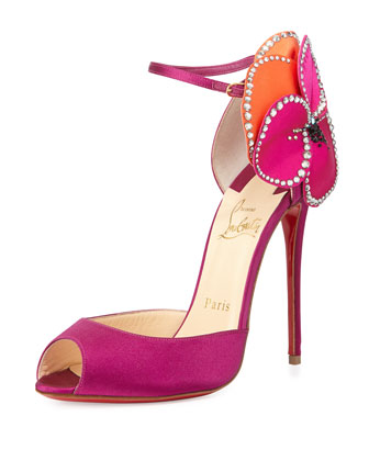 Pensamoi Satin Rose Red Sole Sandal,Pink