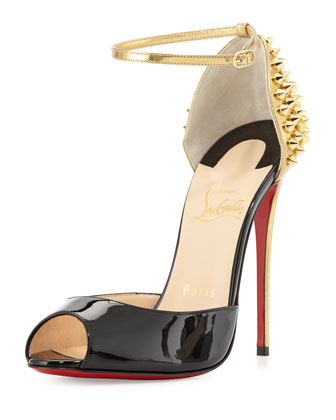 Pina Spike Red Sole Sandal,Black/Gold