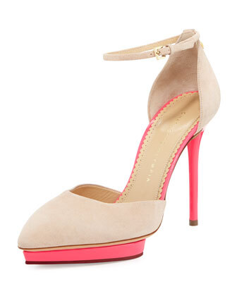 Heather Tassel Ankle-Strap Pump,Blush