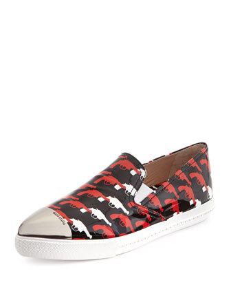 Printed Patent Metal-Toe Skate Shoe,Rosso/Nero