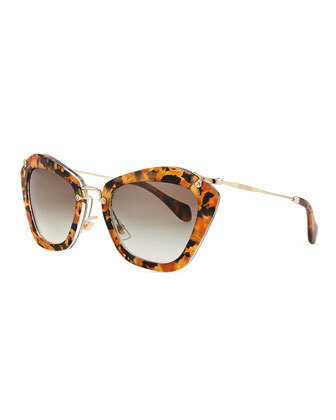 Pentagon Acetate Sunglasses,Yellow Tortoise