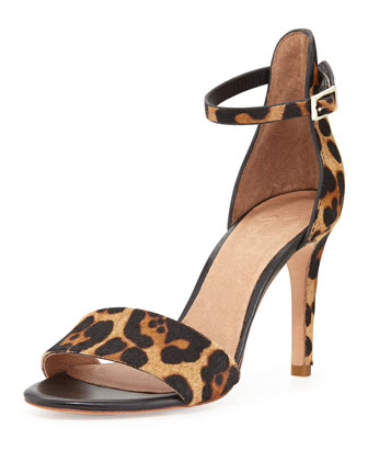 Joie Jaclyn Leopard-Print Calf Hair Sandal,Neutral