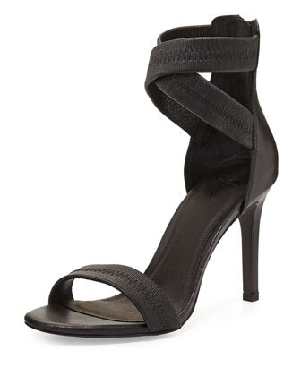 Joie Elaine Leather Ankle-Wrap Sandal,Black