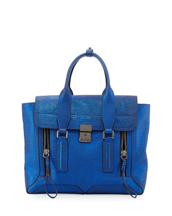 Pashli Medium Zip Satchel Bag,Electric Blue