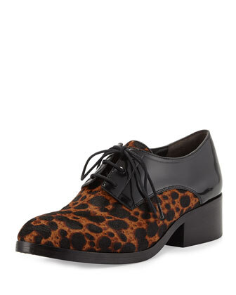 Hacienda Leopard-Print Calf Hair Oxford,美黑品