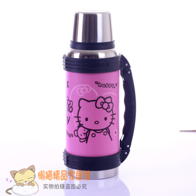 hello kitty 保温壶 不锈钢 可爱 家用 户外 1升保温水壶 送挂带-