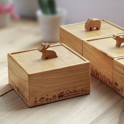 ZAKKA桌面木质储物盒 可爱动物复古木盒 创意收纳盒 饰品盒