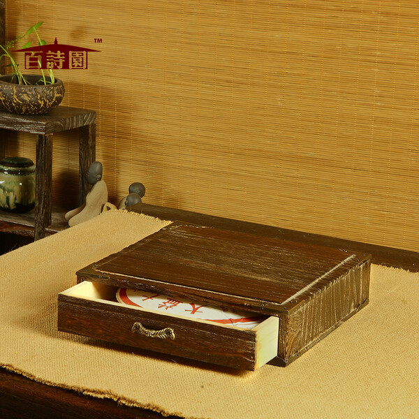 手工烧桐木实木七子茶饼日式中式茶具普洱茶饼盒茶叶收藏收纳盒