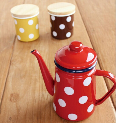 Fossette 红色水玉搪瓷茶壶 咖啡壶 奶锅 系列