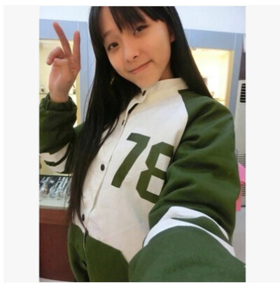 2014韩版学院风78数字条纹拼色棒球服夹克学生外套显瘦