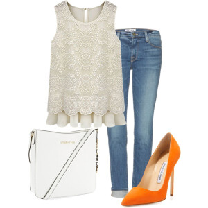 A fashion look from July 2014 featuring Frame Denim jeans, Manolo Blahnik pumps and MICHAEL Michael Kors messenger bags. Browse and shop related looks.