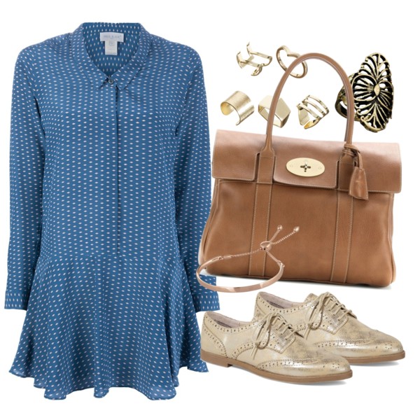 A fashion look from July 2014 featuring Paul &amp;amp; Joe dresses, Express oxfords and Mulberry tote bags. Browse and shop related looks.