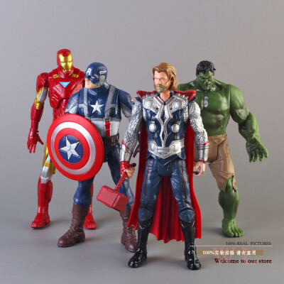 复仇者联盟 钢铁侠 绿巨人 美国队长 雷神 可动玩具玩偶手办4款
