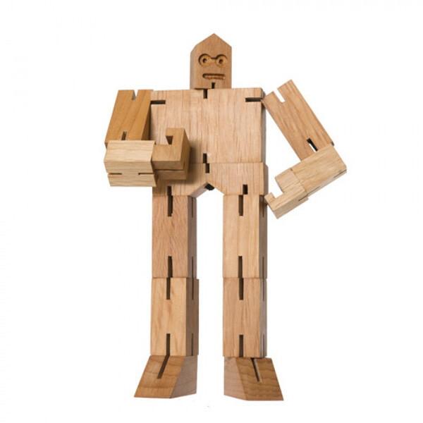 美国areaware 原木机器人玩物 实木玩具beech wood cubebot