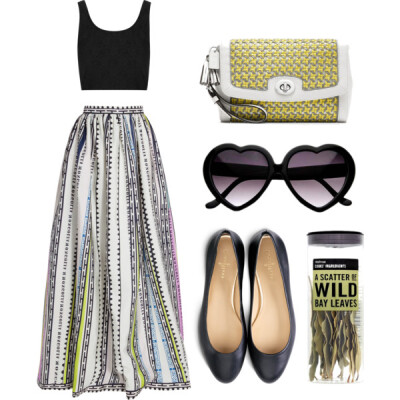 A fashion look from July 2013 featuring Topshop tops, Mary Katrantzou skirts and Cole Haan flats. Browse and shop related looks.