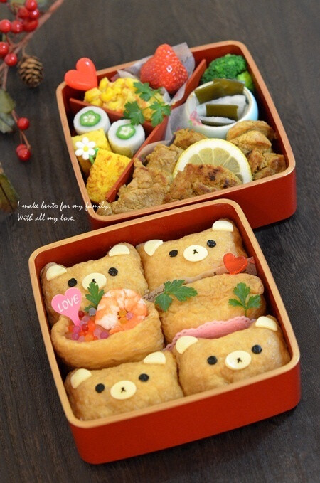 Rilakkuma Inarizushi (Tofu Pouch Sushi) Bento Lunch｜キャラ弁