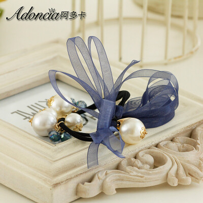 珍珠 丝带 发圈 发绳 头绳 绑头发 甜美