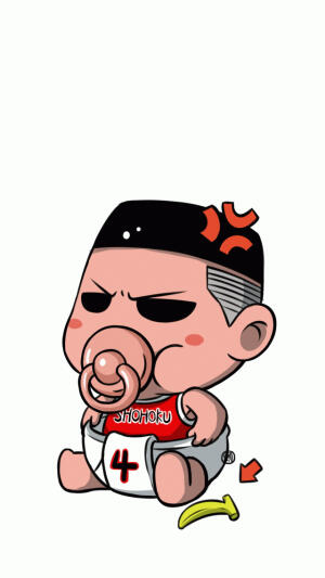 #吸奶嘴#系列——《婴儿座》高清无水印手机壁纸、头像，第二十期《灌篮高手》樱木花道：“我是天才，哇哈哈哈。”